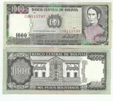 Bolivia 1000  Pesos Bolivianos 1962  seteli