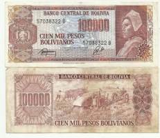 Bolivia 100 000  Pesos Bolivianos 1984  seteli