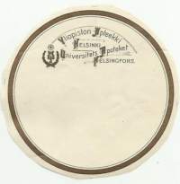 Yliopiston Apteekki Helsinki  - apteekkietiketti  halk 7 cm 1933