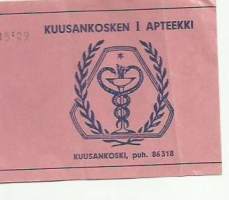 Kuusankosken I Apteekki  resepti  signatuuri 1972