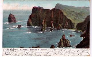 Postikortti. Todellakin  vanha  kortti  Madeiralta. Kulkenut 1906.    Postileima    hyvä, merkki  puuttuu.