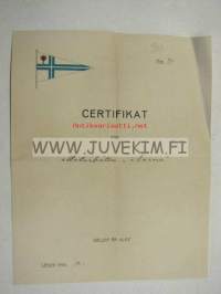 Certificat för motorboten &quot;Norna&quot; 1924 / Wasa Segelförening, Anselm Blomqvist, O. Gros, Konrad Vestlin -Vaasa, huviveneen sertifikaatti