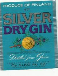 Silver Dry Gin nr 027  - viinaetiketti