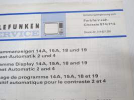 Telefunken Service Farbfernseh-Chassis 514/714 -huolto-ohjeet, piirikaavio, ym.