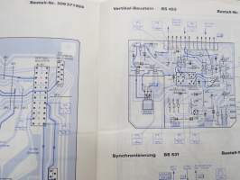 Telefunken Service Farbfernseh-Chassis 714 Signal-Grundplatte BS 100 -huolto-ohjeet, piirikaavio, ym.