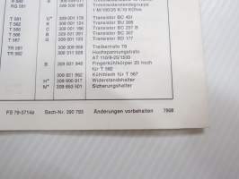 Telefunken Service Farbfernseh-Chassis 714 Signal-Grundplatte BS 100 -huolto-ohjeet, piirikaavio, ym.