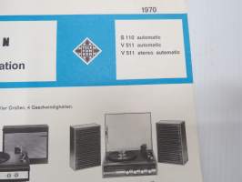 Telefunken Service Information S 110 automatic, V 511 automatic, V 511 stereo automatic -huolto-ohjeet, piirikaavio, ym.
