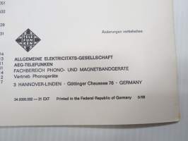Telefunken Service Information S 205 -huolto-ohjeet, piirikaavio, ym.
