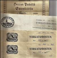 Virka- ja rippikoulutodistuksia 4 kpl erä  - virkatodistus 1940-60 luku