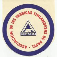 Finlandia Asociacion de las Fabricas Finlandesas de Papel - tuoe-etiketti 10x8 cm pahvia vuodelta 1952