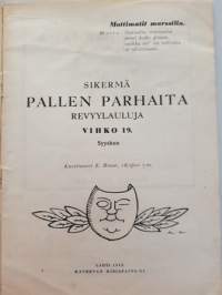 Mottimatit marssilla. Pallen parhaita revyylauluja, 1942. Vihko 19.