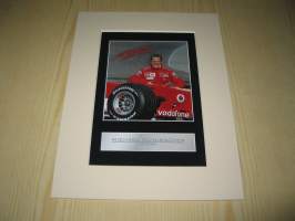 Michael Schumacher, Ferrari, Formula F1, paspiksen koko on noin 15 cm x 20 cm, kuva on uusintapainos. Hieno esim. lahjaksi.