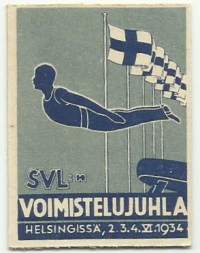SVL Voimistelujuhla 1934vHelsinki  - rintamerkki  pahvia