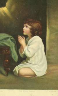 Iltarukous / Sir Joshua Reynolds   - lapsipostikortti kulkenut nyrkkipostissa