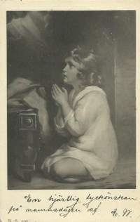 Iltarukous  - lapsipostikortti kulkenut 1903