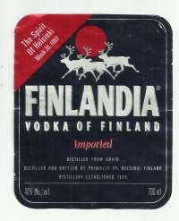 Finlandia Vodka  Helsinki 1997 - viinaetiketti