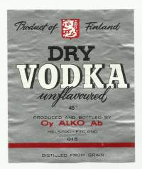 Dry Vodka  Alko nr 015 - viinaetiketti