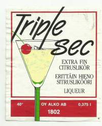 Triple sec  Alko nr 1802  - viinaetiketti