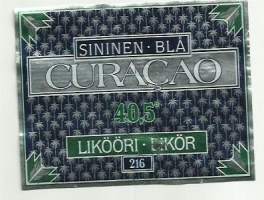 Sininen Curacao  Alko nr 216   - viinaetiketti