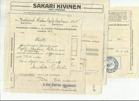 Vanhoja firmalomakkeita 1910 - 1940 luku n 7 kpl  firmalomake