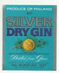 Silver Dry Gin   nr 027 - viinaetiketti