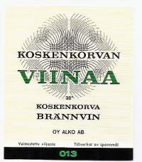 Koskenkorvan Viinaa    nr  013 - viinaetiketti