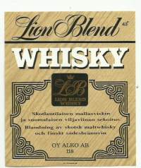 Lion Blend Whisky Alko   nr  118 - viinaetiketti