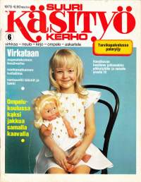 Suuri Käsityökerho 6/1975. virkataan kesäverho, kaitaliina, bikinit ja takki. Mukana kaava-arkki 12 kaksi jakkua jne. Katso sisältö kuvasta.