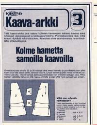 Suuri Käsityökerho 3/1975. päiväpeitto, viitta, laskoshameita, palahameita. Mukana kaava-arkki 3 kolme hametta jne. Katso sisältö kuvasta.