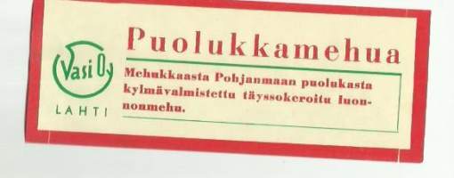 Puolukkamehua  -  tuote-etiketti