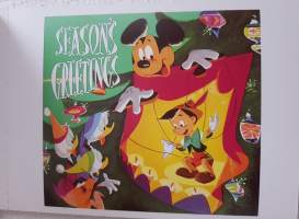Walt Disney -yhtiön joulukortti. Season&#039;s Greetings Mickey, Hewey, Dewey, and Lewey