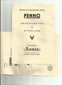 Fenno eristyslasitus ja bitumiliuios / Ginman Oy  tuote-esite