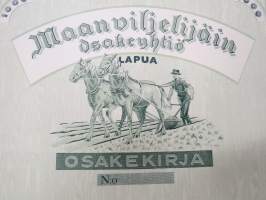 Maanviljelijäin Osakeyhtiö, Lapua, 1942, 1 osake 1 000 mk -osakekirja / share certificate