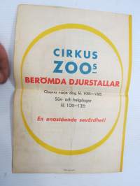 Zoo Cirkus Program Säsongen 1950 - sirkuksen ohjelmalehtinen -circus program