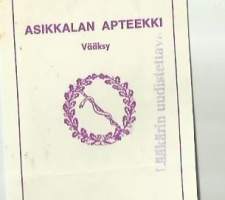 Asikkalan Apteekki  Vääksy  - Resepti signatuuri 1969