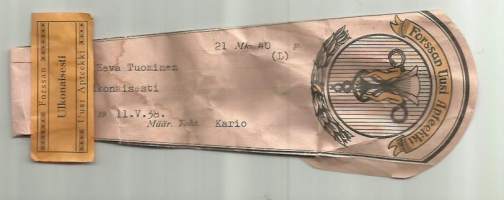 Forssan Uusi Apteekki  - resepti signatuuri  1938