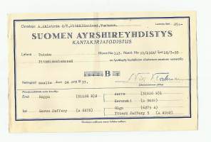 Suomen Ayrshireyhdistys  Kantakirjatodistus  / Tuisku Pitkälänniemen talo  1937