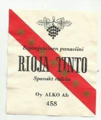 Rioja Tinto Alko nr 458 /  viinietiketti, viinaetiketti