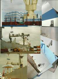 Satama- ja ahtausvalokuvia n 17 kpl   - laivavalokuva  valokuva  tekstejä kuvien takana