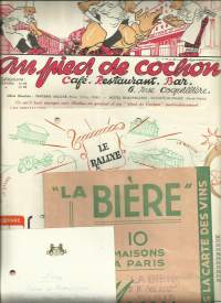 Ruokalistoja Pariisi 1950 luku 4 kpl - ruokalista / menu