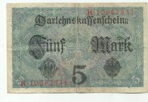 Saksa 5 Mark 1917  seteli