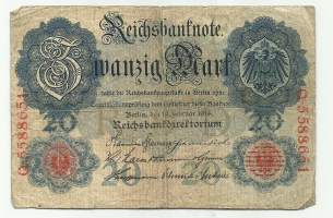 Saksa 20 Mark markkaa 1914 seteli
