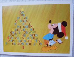 Walt Disney -yhtiön joulukortti. Joy Noel Peace Godrest Ye ..