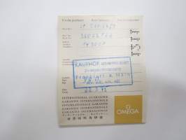 Omega International Guarantee &quot;1211&quot; -booklet, alkuperäinen takuuvihkonen, monikielinen