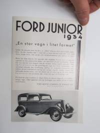 Ford Junior 1934 -myyntiesite ruotsiksi