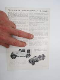 Ford Junior 1934 -myyntiesite ruotsiksi