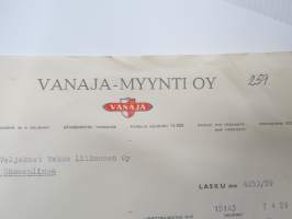 Vanaja-Myynti Oy, 7.4.1959 -asiakirja / business document