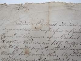 Idlax, Pernaja, 6.4.1799, sopimus Magnus Wilhelm von Essen sekä kihlakunnankirjuri J. Lundberg -välillä koskien Idlaxin kartonoa ja metsää, asianosaisten...