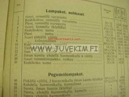 Hj. Jousi Sitomo ja salkkutehdas Hinnasto nr 1 jälleenmyyjille 1920