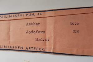 Siilijärven Apteekki, 1956, resepti signatuuri